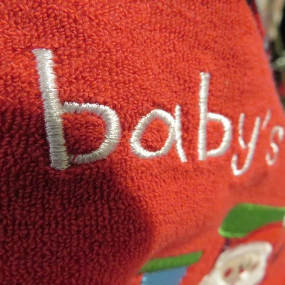 Baby my first Christmas red and white striped footed bodysuit w bib 2pcs
